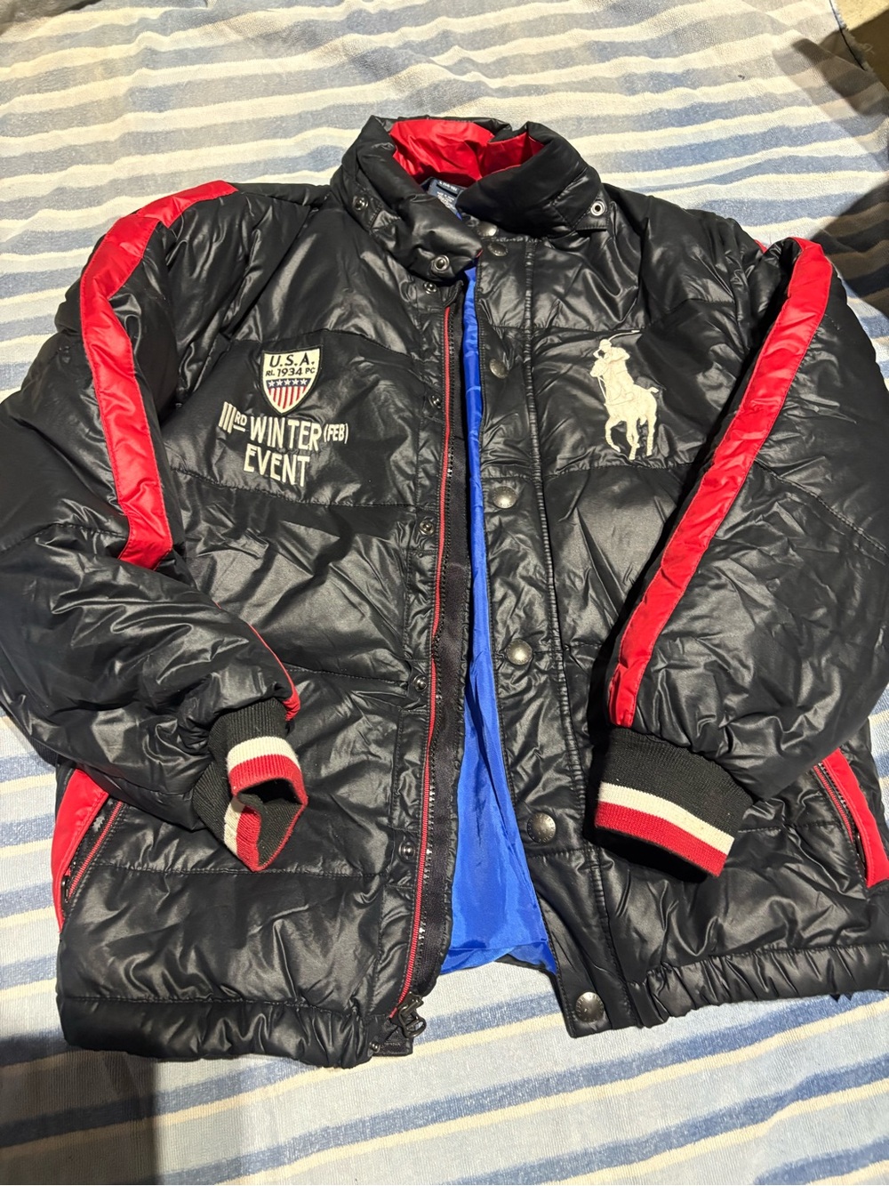 Vintage Polo Olympics Puffer Jacket Large 14-16